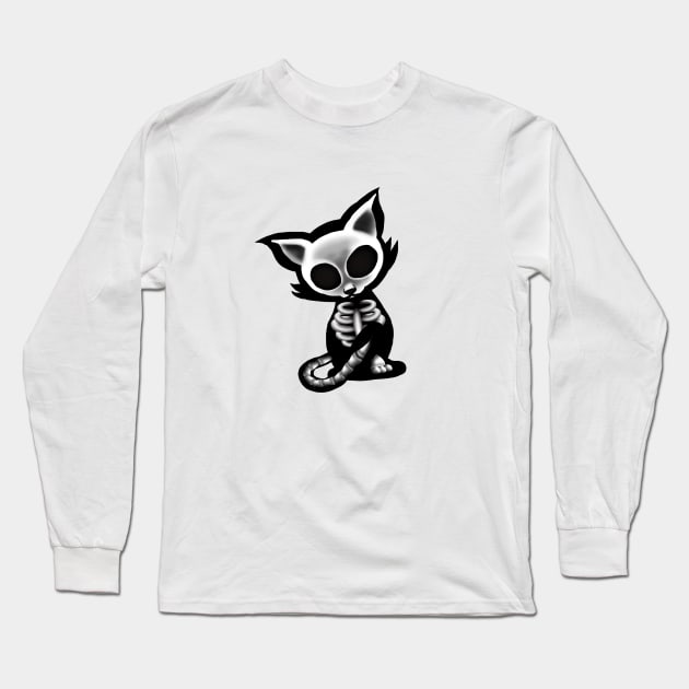 Skeleton cat Long Sleeve T-Shirt by Digitaldreamcloud